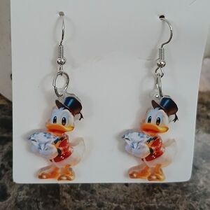 New Scrooge Mcduck with Diamond Acrylic Earrings Disney